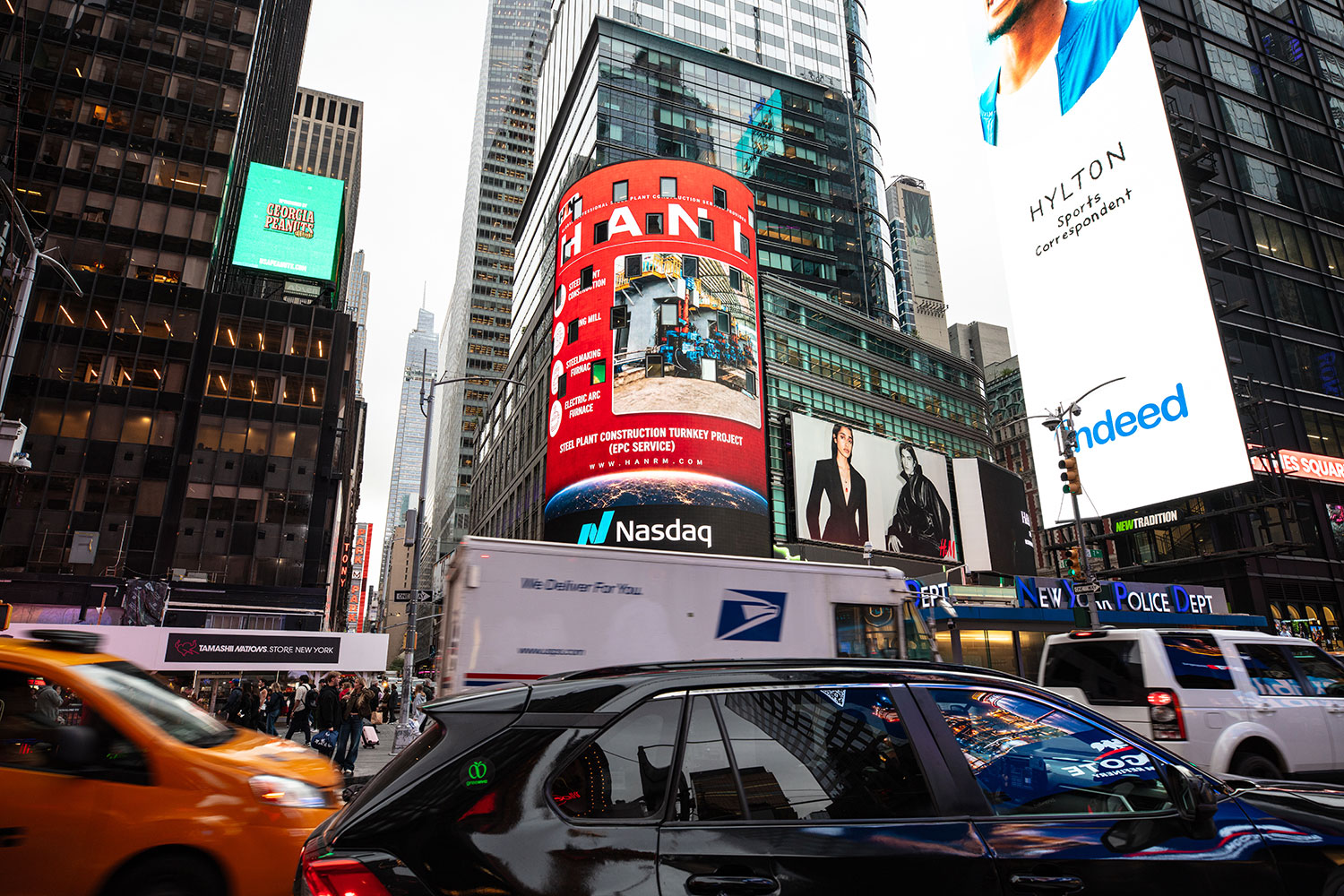 HANI STEEL Makes Its Debut on the Nasdaq Big Screen at New York's Times Square Steel Plant Construction EPC Brand Shines at the Crossroads of the World